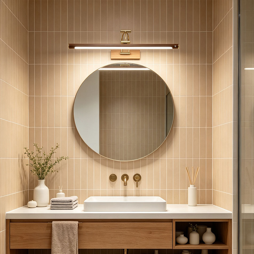 Mid-Century Modern Bathroom Vanity Light Bar with Motion Sensor LED Lighting, Stylish Bathroom Fixtures, Energy-Efficient Bathroom Lighting, Adjustable LED Light Bar for Home Decor, Vintage Style Bathroom Vanity Light, Easy Install Bathroom Light Fixture,
