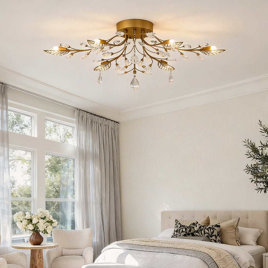 Branch Chandelier Modern Vintage Crystal LED Light Fixture