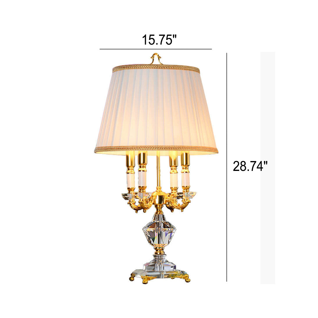 European Luxury Fabric Candle Holder Crystal Base 4-Light Table Lamp Elegant Home Decor Modern Lighting Designer Table Lamp for Living Room Bedroom Beautiful Ambiance Unique Gift Idea High-End Decorative Lighting Premium Quality Fabric Lighting Fixture