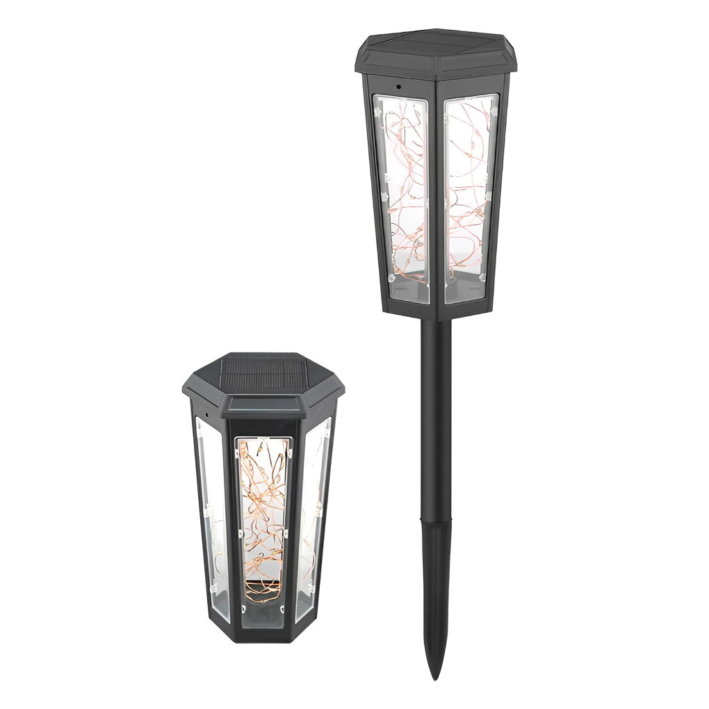 2Pcs Hexagonal Solar LED String Lights with Motion Sensor for Lawn Decoration