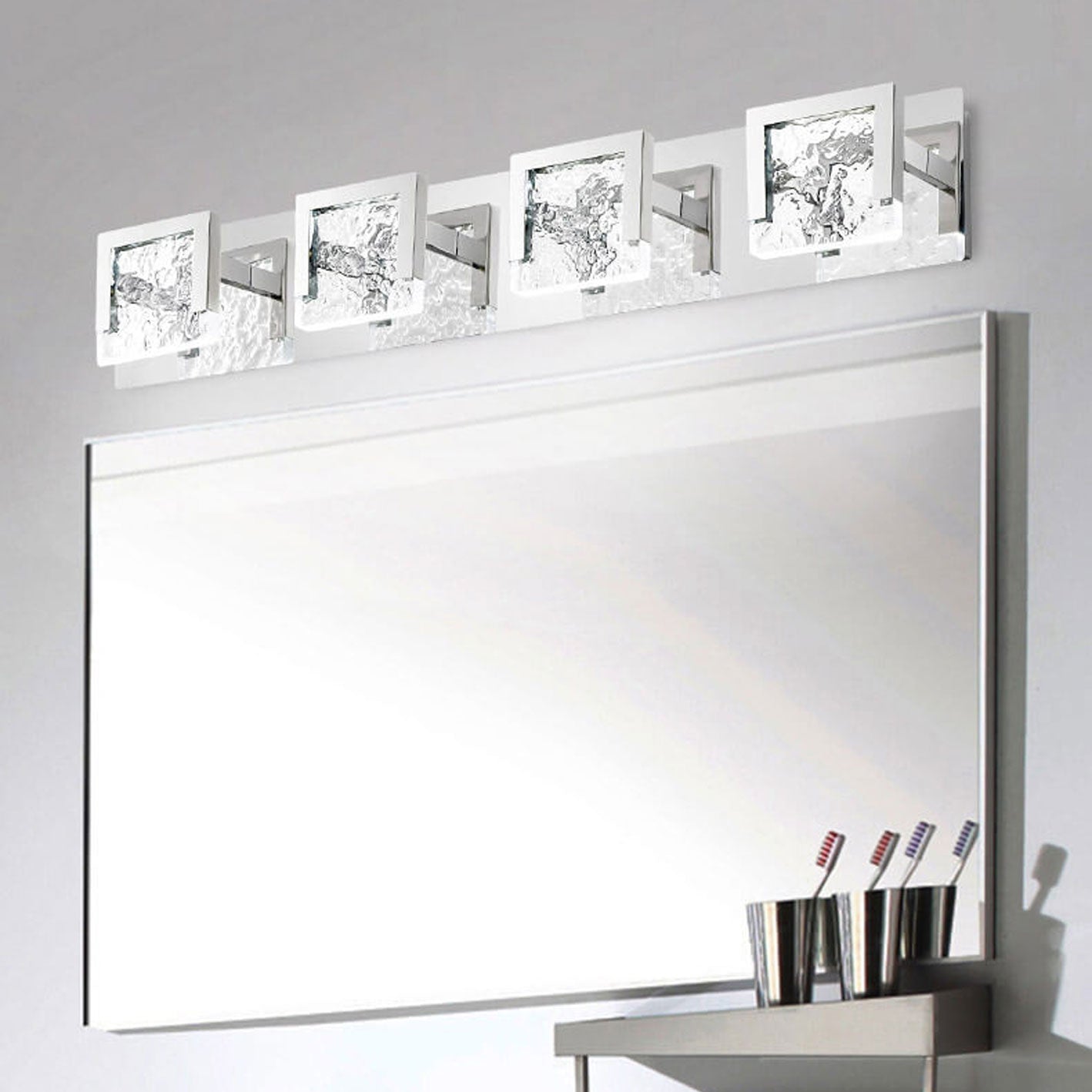 Minimalist Acrylic LED Vanity Wall Light - Glass Texture Mirror Fixture