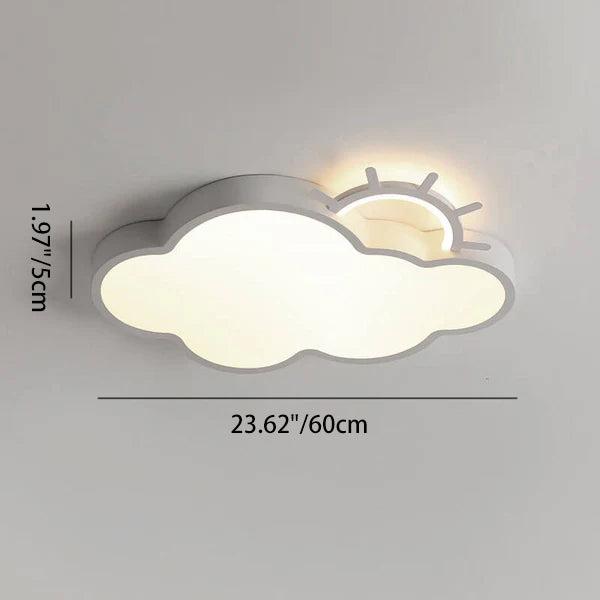 Contemporary Nordic Cloudy Sun Acrylic Iron LED Kids Flush Mount Ceiling Light for Living Room Bedroom Modern Design Energy-Efficient Lighting Fixture Unique Decorative Ceiling Lamp Stylish Playroom Illumination Cute Bedroom Lighting Solution Kids Room De
