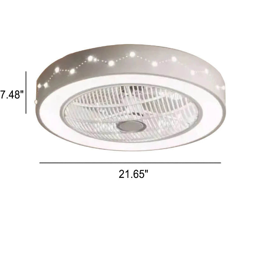 Nordic Simple Round Galaxy Enclosed LED Flush Mount Ceiling Fan Light