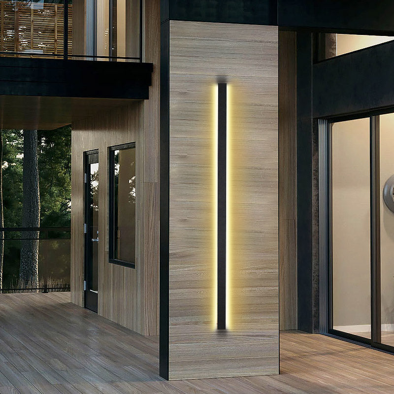 Black Long Linear Metal Waterproof Dimmable Outdoor Wall Light