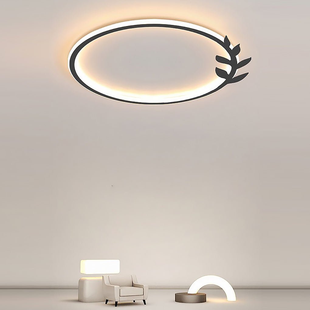 20" Dimmable Black Flush Mount LED Ceiling Light - Leaf Edge Design