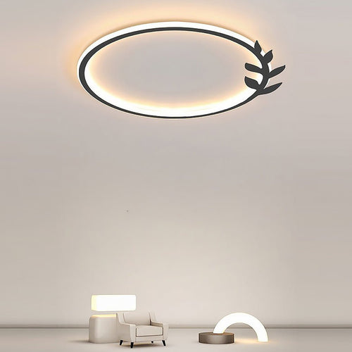20" Dimmable Black Flush Mount LED Ceiling Light - Leaf Edge Design