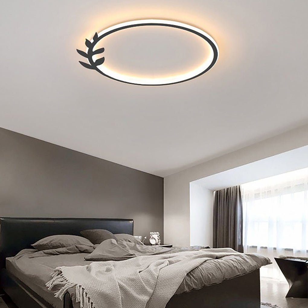 20" Dimmable Black Flush Mount LED Ceiling Light - Leaf Edge Design