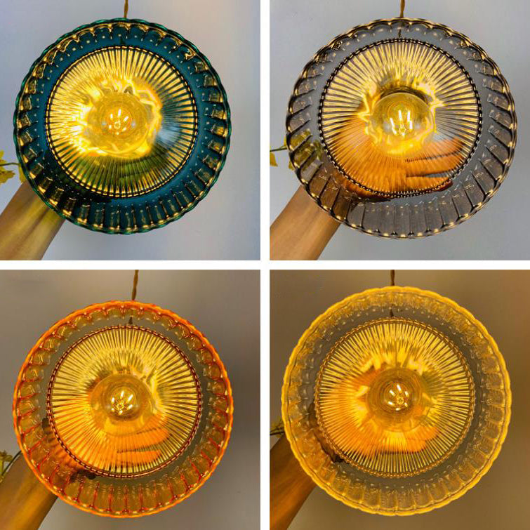 Nordic Stained Glass Dome Pendant Light - Brass 1-Light Fixture