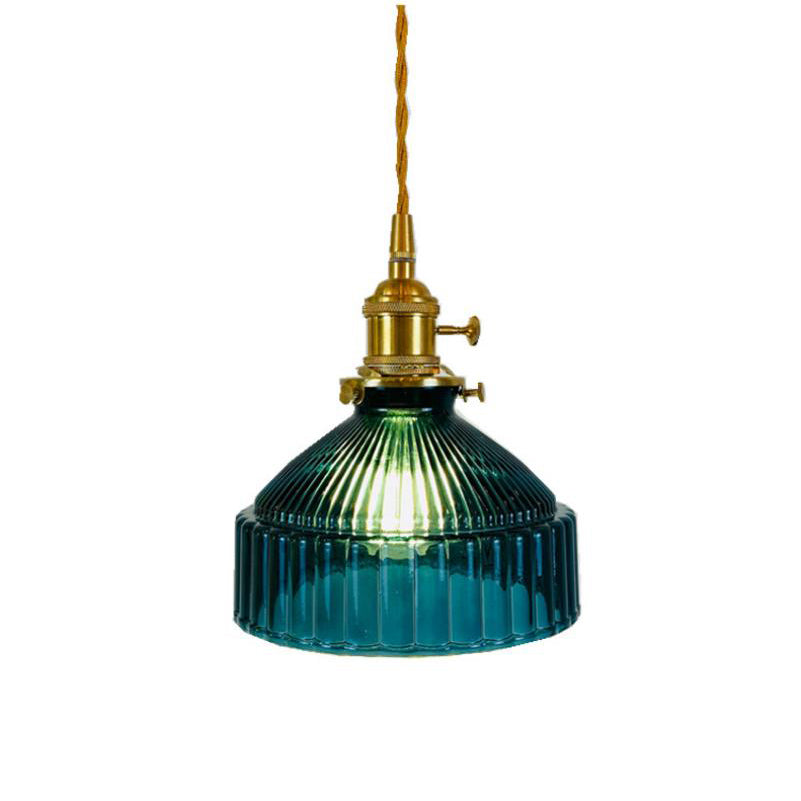 Nordic Stained Glass Dome Pendant Light - Brass 1-Light Fixture