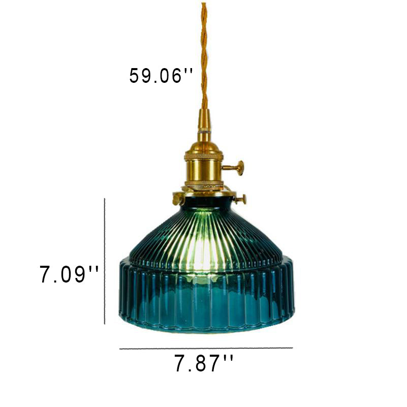 Nordic Stained Glass Dome Pendant Light - Brass 1-Light Fixture