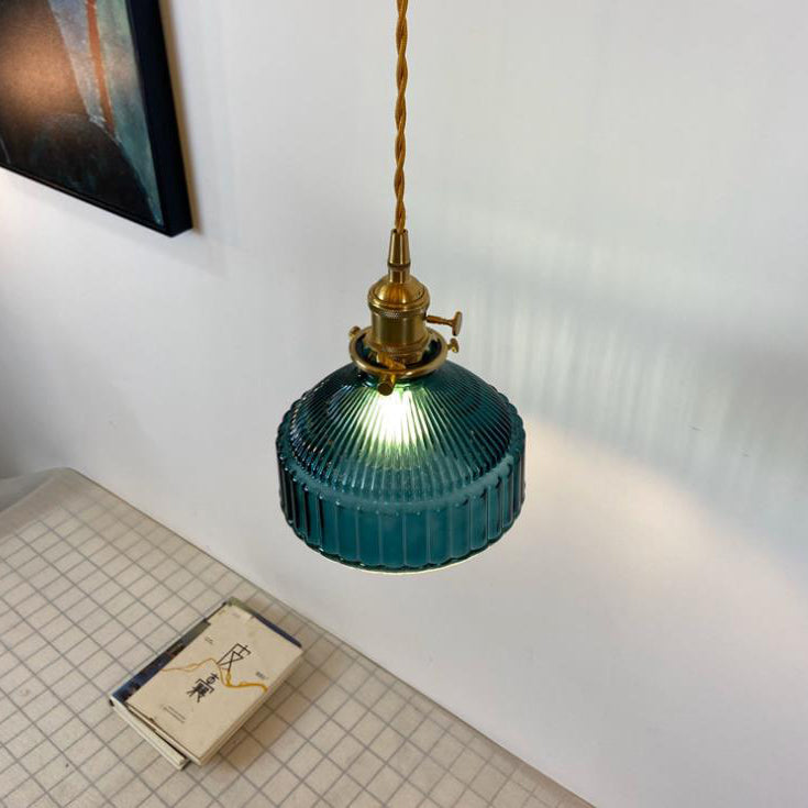 Nordic Stained Glass Dome Pendant Light - Brass 1-Light Fixture