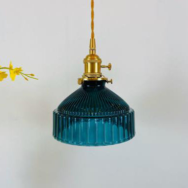 Nordic Stained Glass Dome Pendant Light - Brass 1-Light Fixture