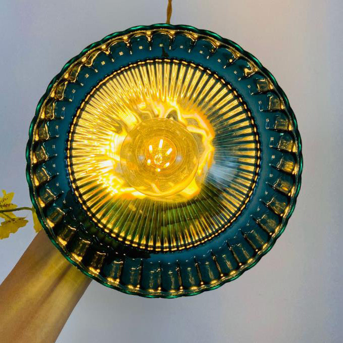 Nordic Stained Glass Dome Pendant Light - Brass 1-Light Fixture