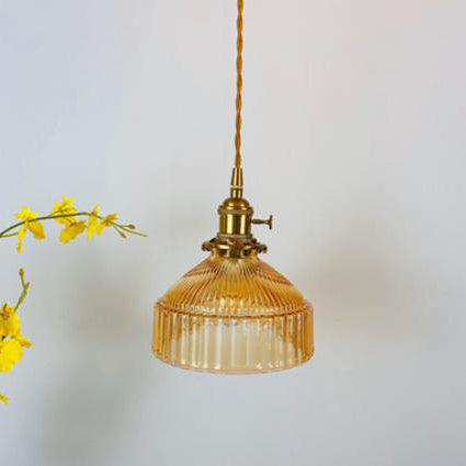Nordic Stained Glass Dome Pendant Light - Brass 1-Light Fixture