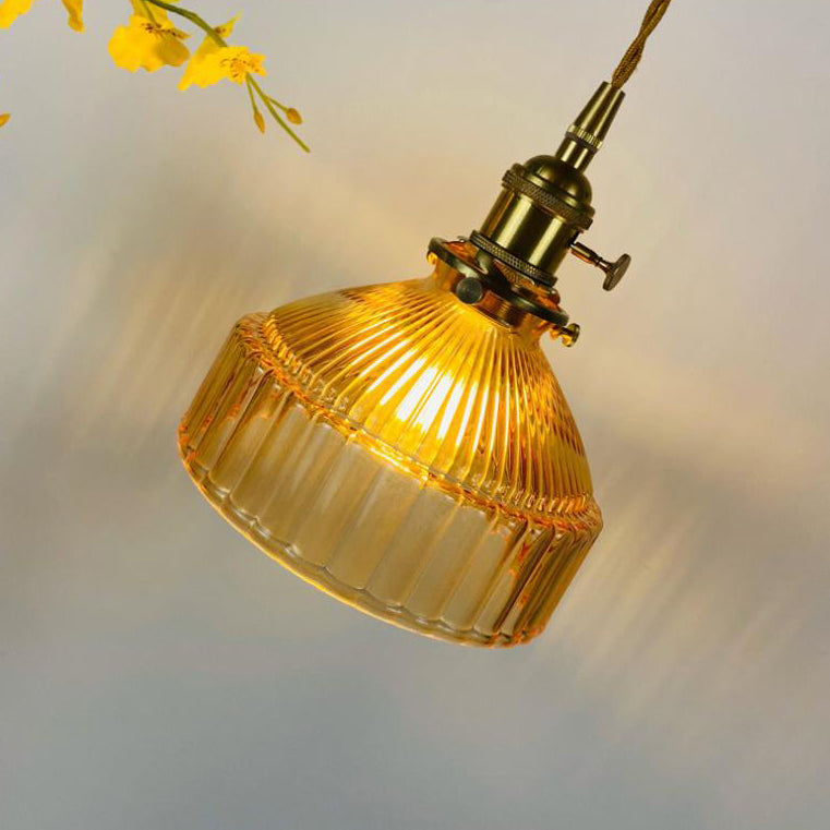 Nordic Stained Glass Dome Pendant Light - Brass 1-Light Fixture
