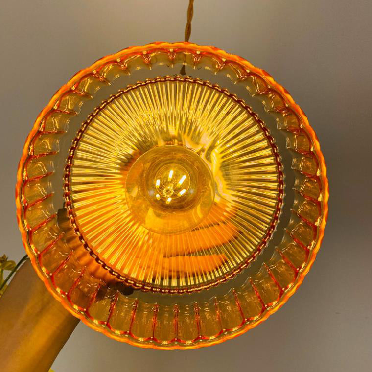 Nordic Stained Glass Dome Pendant Light - Brass 1-Light Fixture