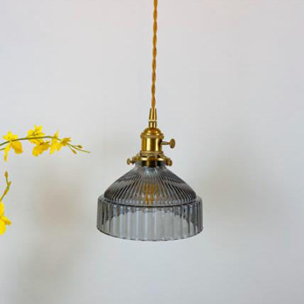 Nordic Stained Glass Dome Pendant Light - Brass 1-Light Fixture
