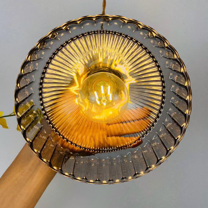 Nordic Stained Glass Dome Pendant Light - Brass 1-Light Fixture