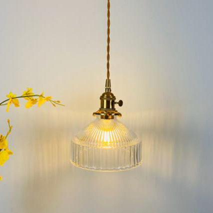 Nordic Stained Glass Dome Pendant Light - Brass 1-Light Fixture