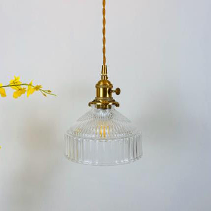 Nordic Stained Glass Dome Pendant Light - Brass 1-Light Fixture