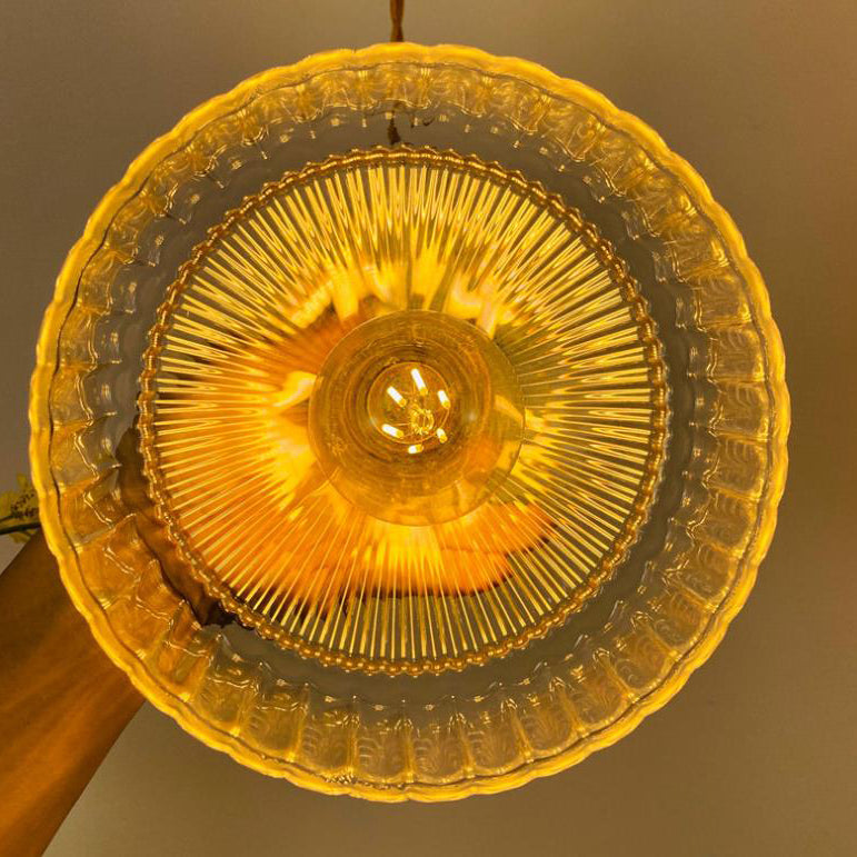 Nordic Stained Glass Dome Pendant Light - Brass 1-Light Fixture