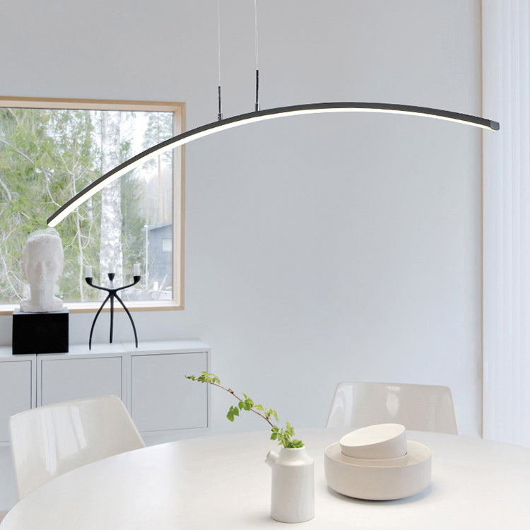 Nordic Minimalist Arch Linear LED Chandelier, Modern Pendant Light, Sleek Design for Dining Room, Energy-Efficient Lighting, Contemporary Home Decor
