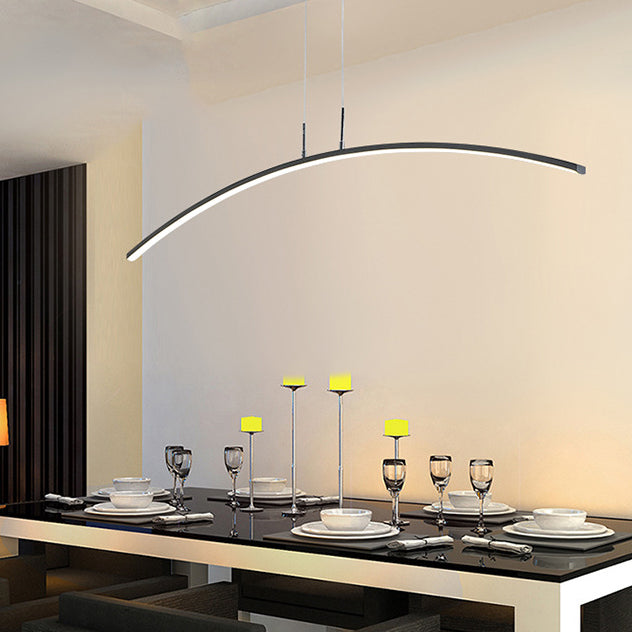 Nordic Minimalist Arch Linear LED Chandelier, Modern Pendant Light, Sleek Design for Dining Room, Energy-Efficient Lighting, Contemporary Home Decor