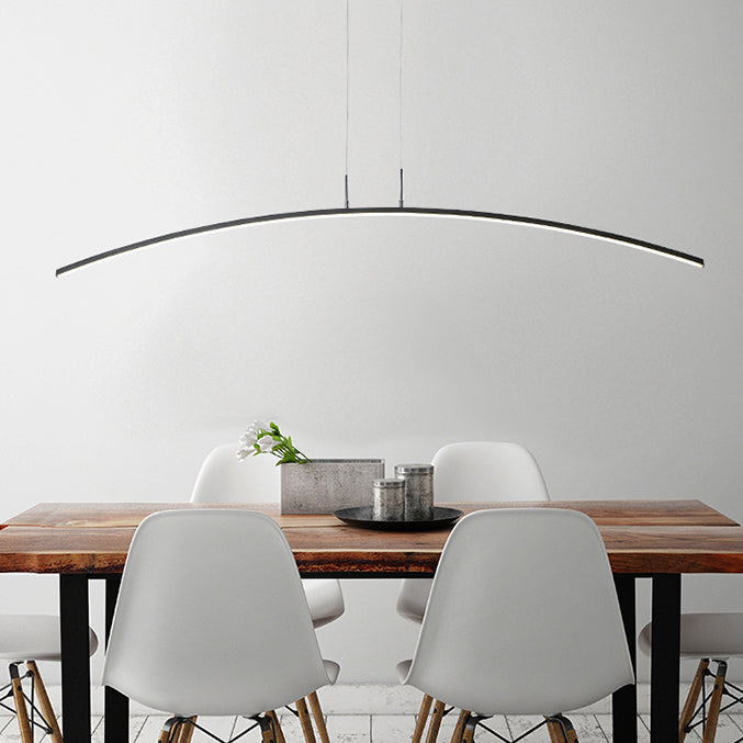 Nordic Minimalist Arch Linear LED Chandelier, Modern Pendant Light, Sleek Design for Dining Room, Energy-Efficient Lighting, Contemporary Home Decor