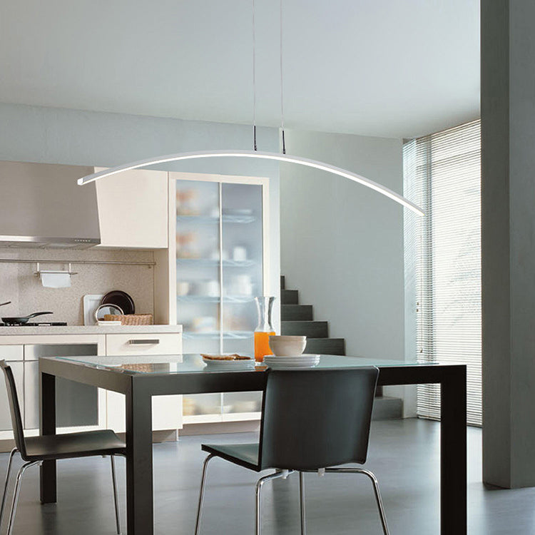 Nordic Minimalist Arch Linear LED Chandelier, Modern Pendant Light, Sleek Design for Dining Room, Energy-Efficient Lighting, Contemporary Home Decor