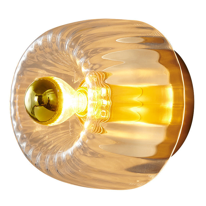 Modern Luxury Glass Sun Shape Copper Flush Mount Light - Dual Purpose 1-Light Fixture