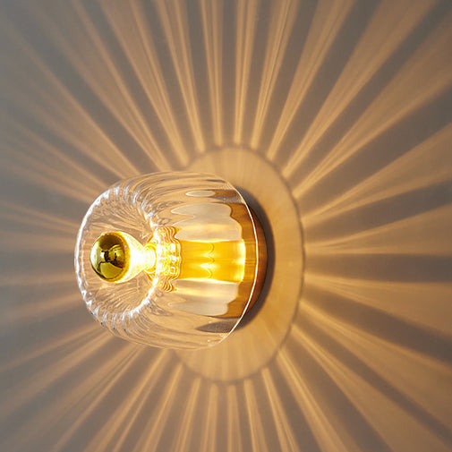 Modern Luxury Glass Sun Shape Copper Flush Mount Light - Dual Purpose 1-Light Fixture