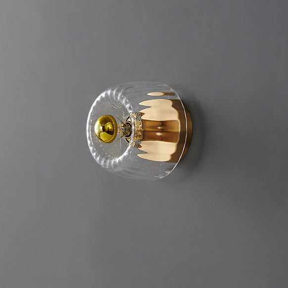 Modern Luxury Glass Sun Shape Copper Flush Mount Light - Dual Purpose 1-Light Fixture