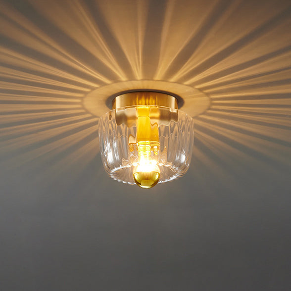 Modern Luxury Copper Sun-Shaped Flush Mount Light - 1-Light Glass Fixture