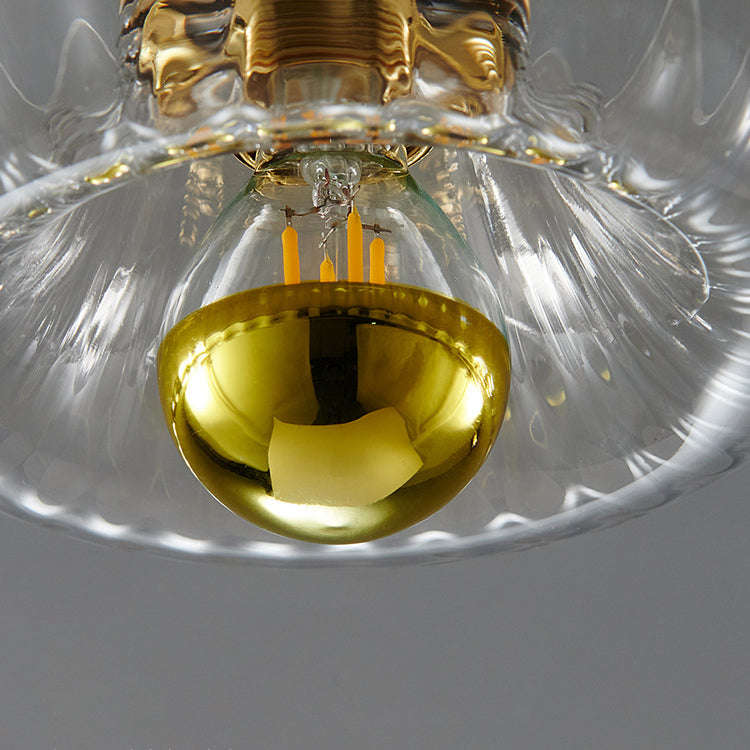 Modern Luxury Glass Sun Shape Copper Flush Mount Light - Dual Purpose 1-Light Fixture