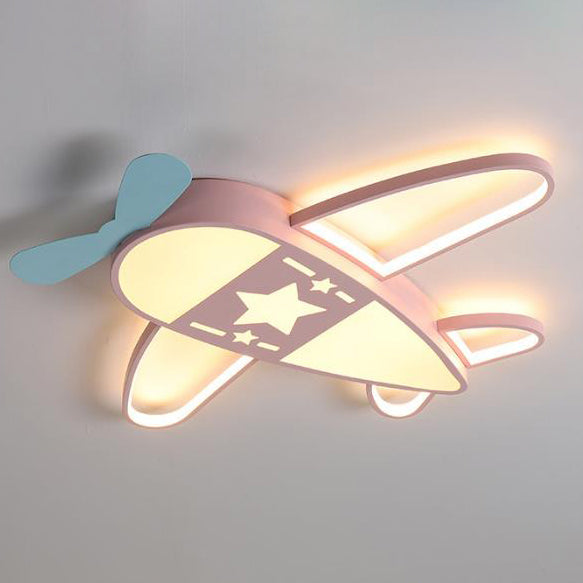 Modern Art Deco Kids PC Creative Childlike Airplane Shape LED Flush Mount Light for Children's Room, Playroom Ceiling Light, Colorful Aircraft Design, Nursery Lighting, Unique Kids Light Fixture, Illumination for Boys and Girls, Decorative Airplane Ceilin