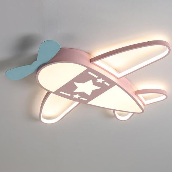 Modern Art Deco Kids PC Creative Childlike Airplane Shape LED Flush Mount Light for Children's Room, Playroom Ceiling Light, Colorful Aircraft Design, Nursery Lighting, Unique Kids Light Fixture, Illumination for Boys and Girls, Decorative Airplane Ceilin