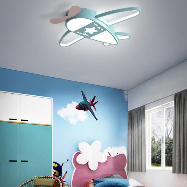 Modern Art Deco Kids PC Creative Childlike Airplane Shape LED Flush Mount Light for Children's Room, Playroom Ceiling Light, Colorful Aircraft Design, Nursery Lighting, Unique Kids Light Fixture, Illumination for Boys and Girls, Decorative Airplane Ceilin