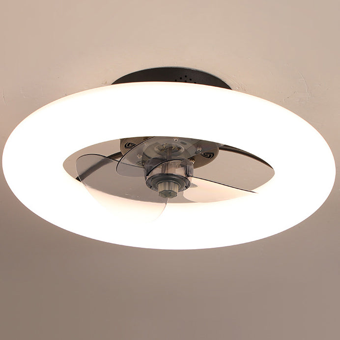 Modern Creative Circle LED Semi-Flush Mount Ceiling Fan Light - Stylish Home Lighting & Energy-Efficient Ceiling Fixture