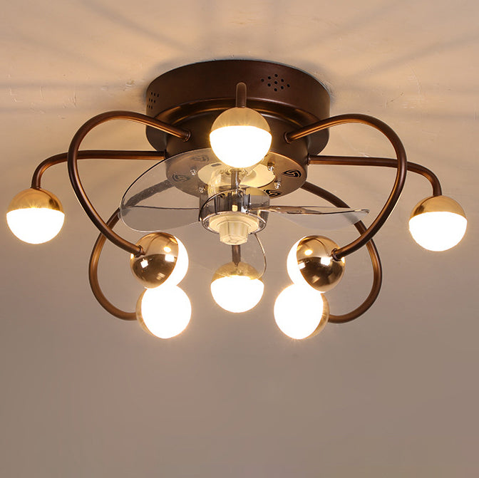 Nordic Creative Cage LED Semi-Flush Mount Ceiling Fan Light