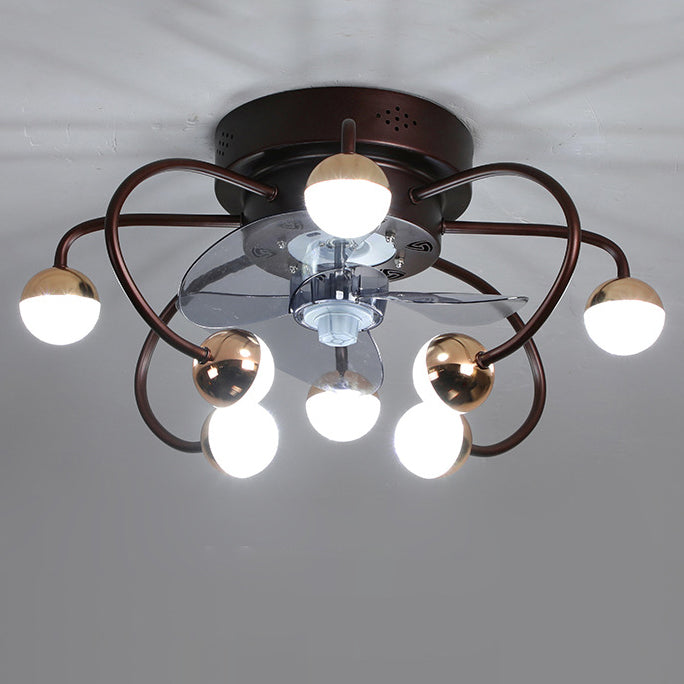 Nordic Creative Cage LED Semi-Flush Mount Ceiling Fan Light