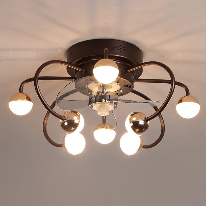 Nordic Creative Cage LED Semi-Flush Mount Ceiling Fan Light
