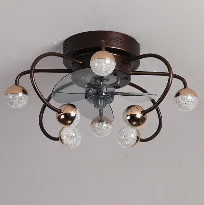 Nordic Creative Cage LED Semi-Flush Mount Ceiling Fan Light