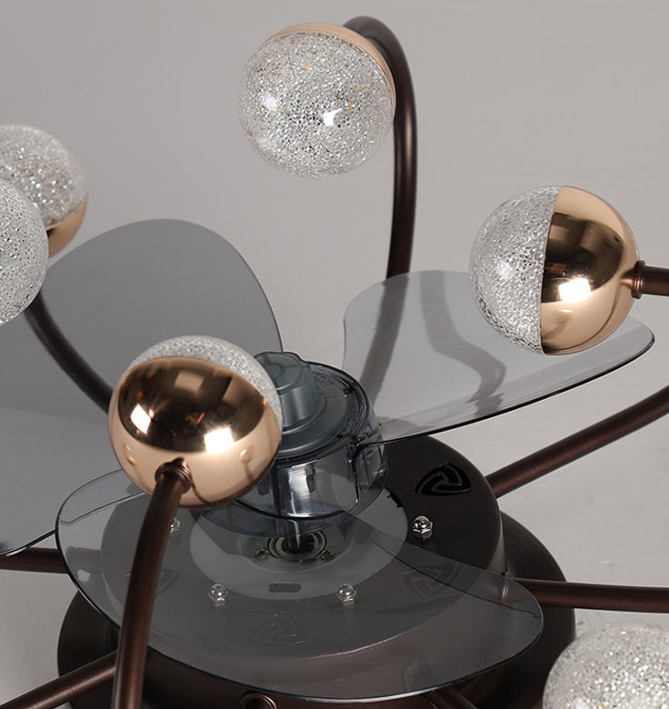 Nordic Creative Cage LED Semi-Flush Mount Ceiling Fan Light