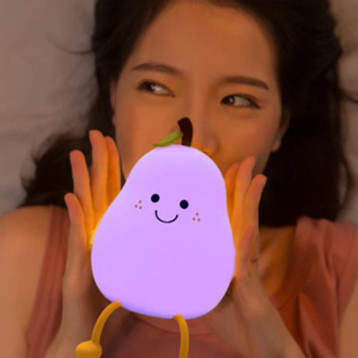 Pear Silicone LED Night Light USB Lamp - Soft Glow, Rechargeable, Kids Room Decor