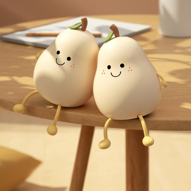 Pear Silicone LED Night Light USB Lamp - Soft Glow, Rechargeable, Kids Room Decor