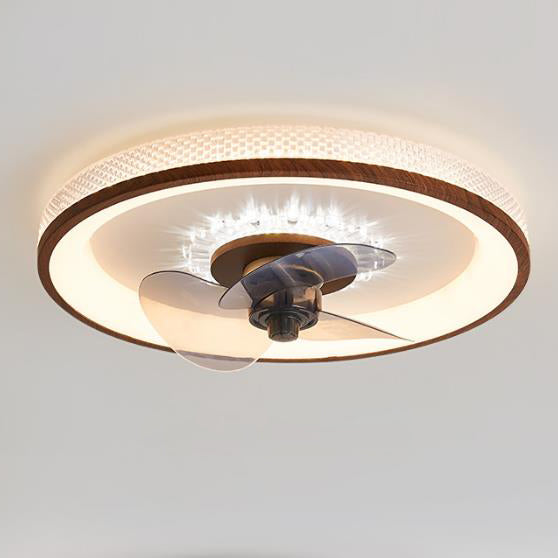 Nordic Minimalist Round Acrylic Wood Grain LED Ceiling Fan Light