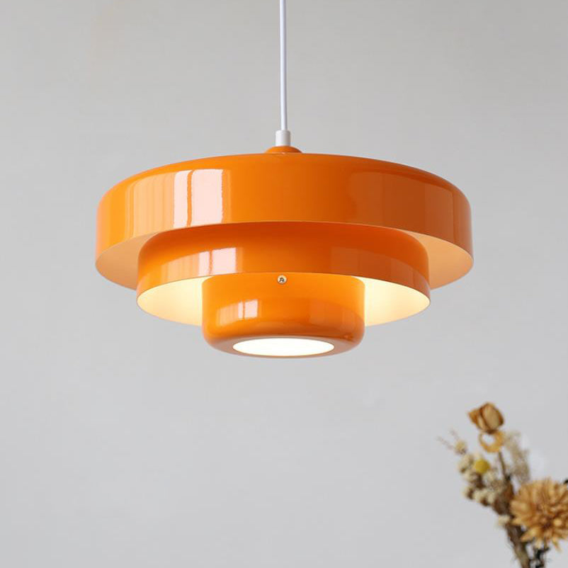 Nordic Vintage Multi-Layered Round Metal Pendant Light - 1-Light Ceiling Fixture