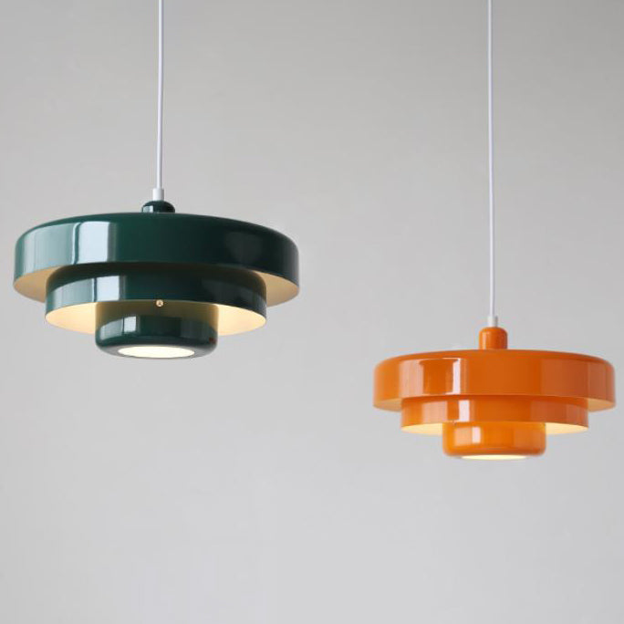 Nordic Vintage Multi-Layer Round Metal Pendant Light 1-Light Fixture
