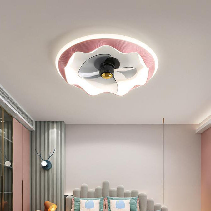 Modern Round Wave LED Ceiling Fan Light - Flush Mount Design, Energy Efficient, Interior Lighting, Stylish Home Decor, Contemporary Ceiling Fixture