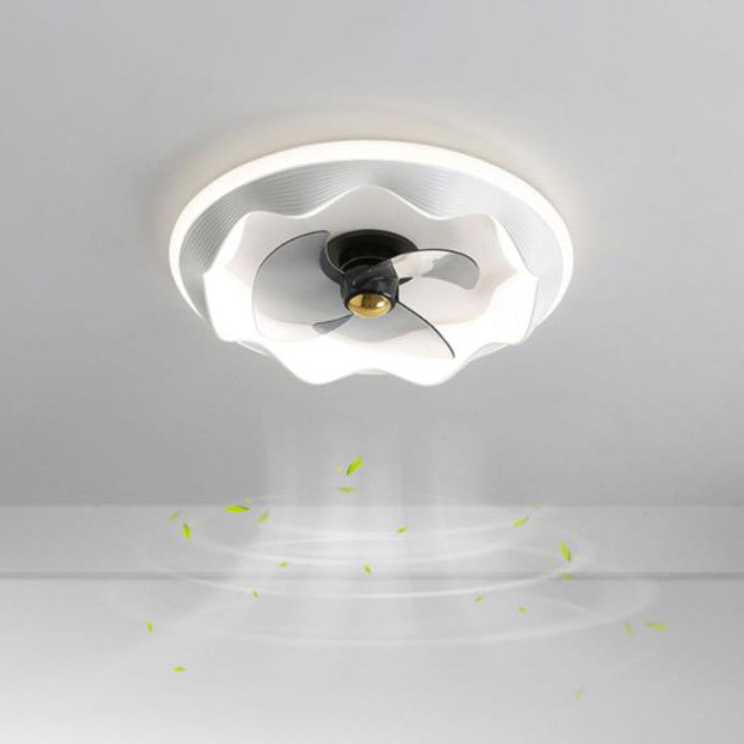 Modern Round Wave LED Ceiling Fan Light - Flush Mount Design, Energy Efficient, Interior Lighting, Stylish Home Decor, Contemporary Ceiling Fixture